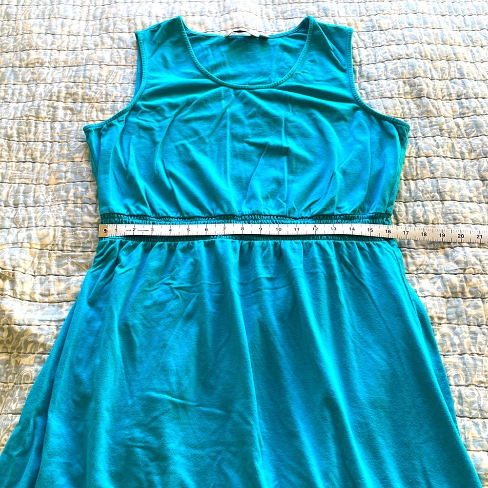 Liz Claiborne Sleeveless Cinched Teal Dress Size L - Picture 6 of 10